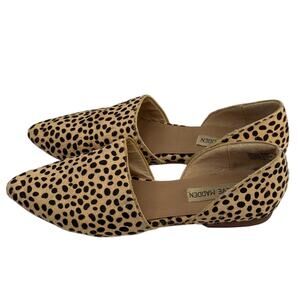 STEVE MADDEN Talent d'Orsay Size 7.5 Cow Hair Leopard Leather Pointed Toe Flats